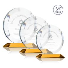 Delarosa Amber Circle Crystal Trophy - Crystal Trophies