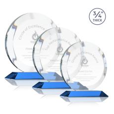 Delarosa Sky Blue Circle Crystal Trophy - Crystal Trophies