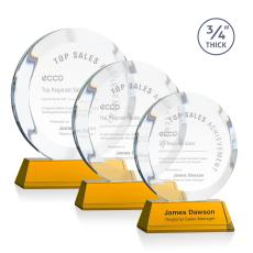 Delarosa on Helton Base Amber Circle Crystal Trophy - Crystal Trophies
