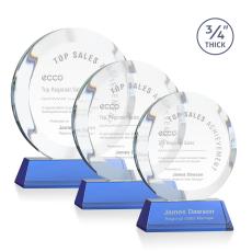Delarosa on Helton Base Sky Blue Circle Crystal Trophy - Crystal Trophies