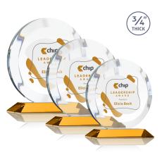 Delarosa Full Color Amber Circle Crystal Trophy - Crystal Trophies