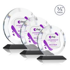 Delarosa Full Color Black Circle Crystal Trophy - Crystal Trophies