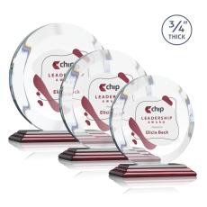 Delarosa Full Color Rosewood Circle Crystal Trophy - Eco-Friendly Trophies
