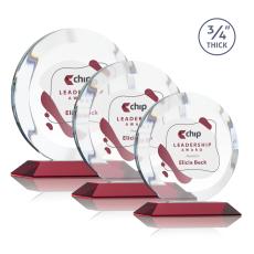 Delarosa Full Color Red Circle Crystal Trophy - Crystal Trophies