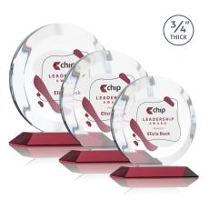 Delarosa Full Color Red Circle Crystal Trophy - Crystal Trophies