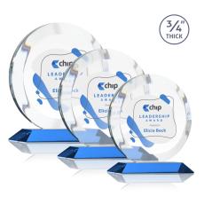 Delarosa Full Color Sky Blue Circle Crystal Trophy - Crystal Trophies