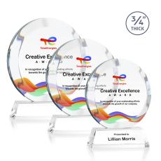 Delarosa Full Color on Helton Base Clear Circle Crystal Trophy - Crystal Trophies