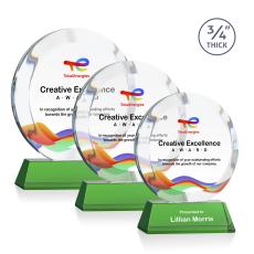 Delarosa Full Color on Helton Base Green Circle Crystal Trophy - Crystal Trophies