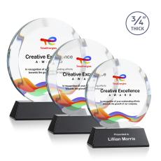 Delarosa Full Color on Helton Base Black Circle Crystal Trophy - Crystal Trophies