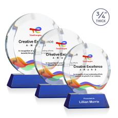Delarosa Full Color on Helton Base Blue Circle Crystal Trophy - Crystal Trophies