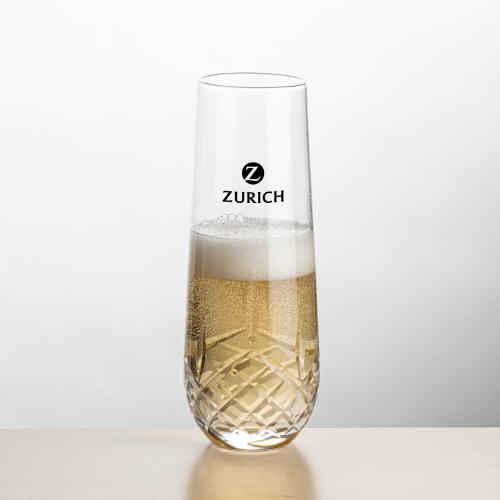 Custom Barware Glasses - Champagne Glasses - Napier Stemless Flute - Imprinted