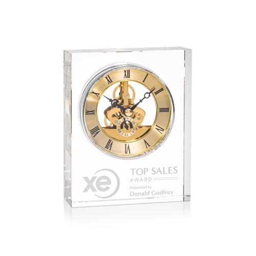 Awards and Plaques - Crystal Trophies - Crystal Clocks - Ashland Clock - Gold Dial