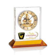 Ashland Full Color Clock on Base - Gold Dial - Crystal Clocks
