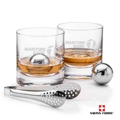 Swiss Force® S/S Balls & 2 Alcala OTR Custom Barware Glasses - Whisky Glasses - Swiss Force® S/S Balls & 2 Alcala OTR