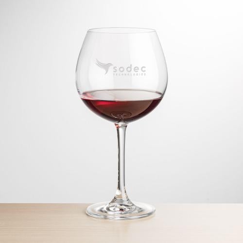 Custom Barware Glasses - Wine Glasses - Robles Burgundy Wine - Deep Etch
