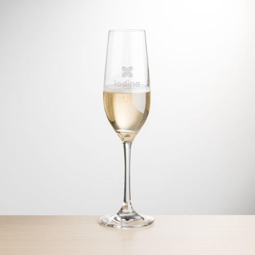 Custom Barware Glasses - Champagne Glasses - Robles Flute - Deep Etch