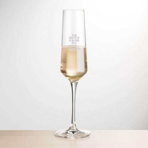 Custom Barware Glasses - Champagne Glasses - Ledford Flute - Deep Etch