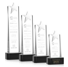 Morse Silver Star on Base Black Towers Crystal Trophy - Star Trophies