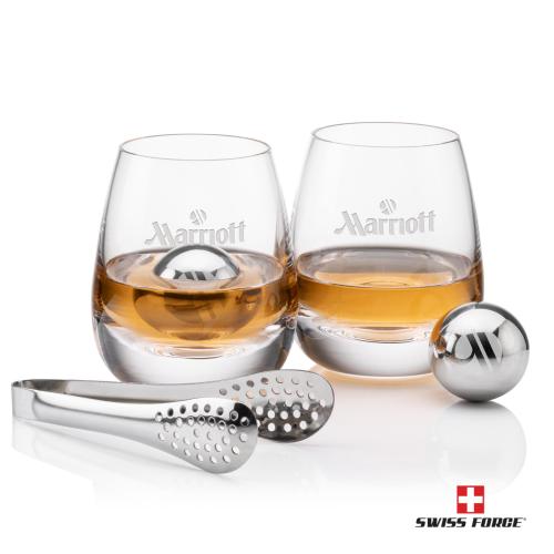 Custom Barware Glasses - Whisky Glasses - Swiss Force&reg; S/S Balls & 2 Dimasio OTR