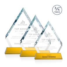 Apex on Helton Base Amber Crystal Trophy - Crystal Trophies