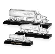 Crystal Oil Tanker on Base - Black - Crystal Trophies
