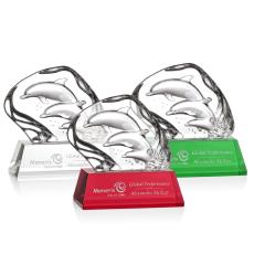 Reece 3 Dolphins Animals Crystal Trophy - Crystal Trophies