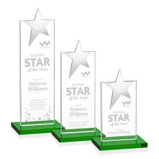 Horton Chrome Star Green Towers Crystal Trophy - Crystal Star Trophies
