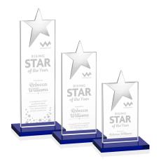 Horton Chrome Star Blue Towers Crystal Trophy - Crystal Star Trophies