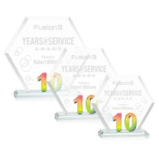 Riviera Anniversary No 10 Prismatic Polygon Crystal Trophy - Crystal Trophies
