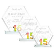 Riviera Anniversary No 15 Prismatic Polygon Crystal Trophy - Crystal Trophies