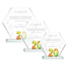 Riviera Anniversary No 20 Prismatic Polygon Crystal Trophy - Crystal Trophies
