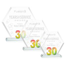 Riviera Anniversary No 30 Prismatic Polygon Crystal Trophy - Crystal Trophies