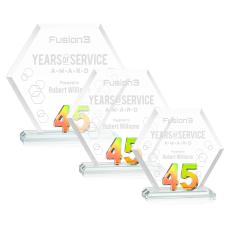 Riviera Anniversary No 45 Prismatic Polygon Crystal Trophy - Crystal Trophies