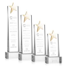 Morse Gold Star on Base Clear Towers Crystal Trophy - Star Trophies