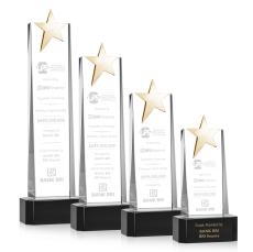 Morse Gold Star on Base Black Towers Crystal Trophy - Star Trophies