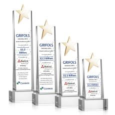 Morse Gold Star Full Color on Base Clear Towers Crystal Trophy - Star Trophies