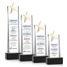 Morse Gold Star Full Color on Base Black Towers Crystal Trophy - Star Trophies