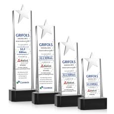 Morse Silver Star Full Color On Base Black Towers Crystal Trophy - Star Trophies