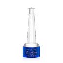 Lighthouse on Round Base Blue Crystal Trophy