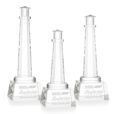 Lighthouse on Small Base Clear Obelisk Crystal Trophy - Crystal Trophies