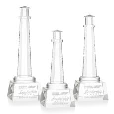 Lighthouse on Small Base Clear Crystal Trophy - Crystal Trophies