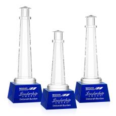 Lighthouse on Small Base Blue Crystal Trophy - Crystal Trophies