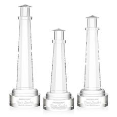 Lighthouse on Lockwood Base Clear Obelisk Crystal Trophy - Crystal Trophies