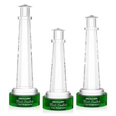Lighthouse on Lockwood Base Green Crystal Trophy - Crystal Trophies