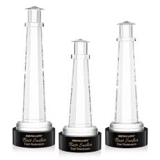 Lighthouse on Lockwood Base Black Crystal Trophy - Crystal Trophies