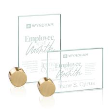 Marquez Jade/Gold Circle Rectangle Glass Trophy - Glass Trophies