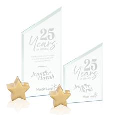 Trevino Jade/Gold Star Peaks Glass Trophy - Glass Trophies