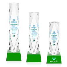 Toscana Full Color on Base Green Towers Crystal Trophy - Custom Trophies