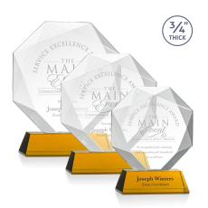 Gregory on Helton Base Amber Polygon Crystal Trophy - Crystal Trophies