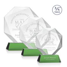 Gregory on Helton Base Green Polygon Crystal Trophy - Crystal Trophies